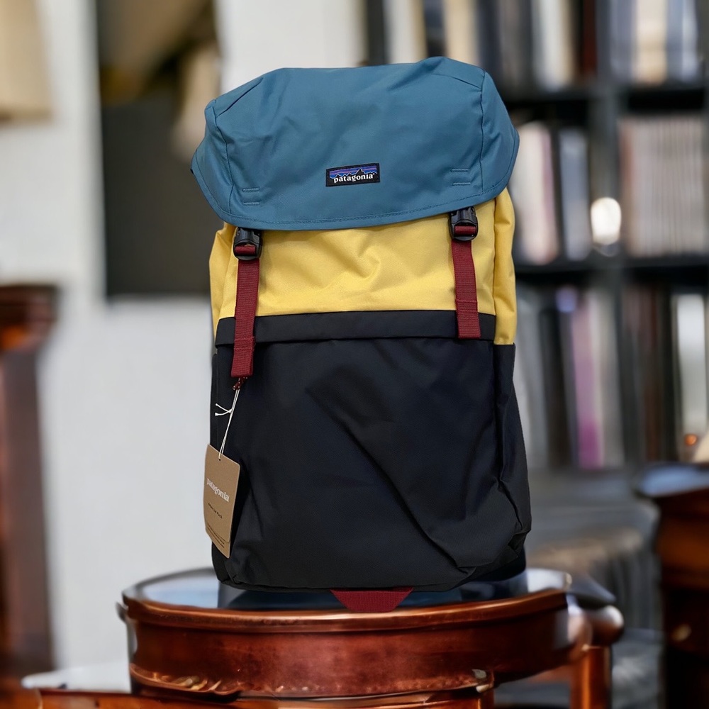 Patagonia Blue, Yellow, and Black Backpack